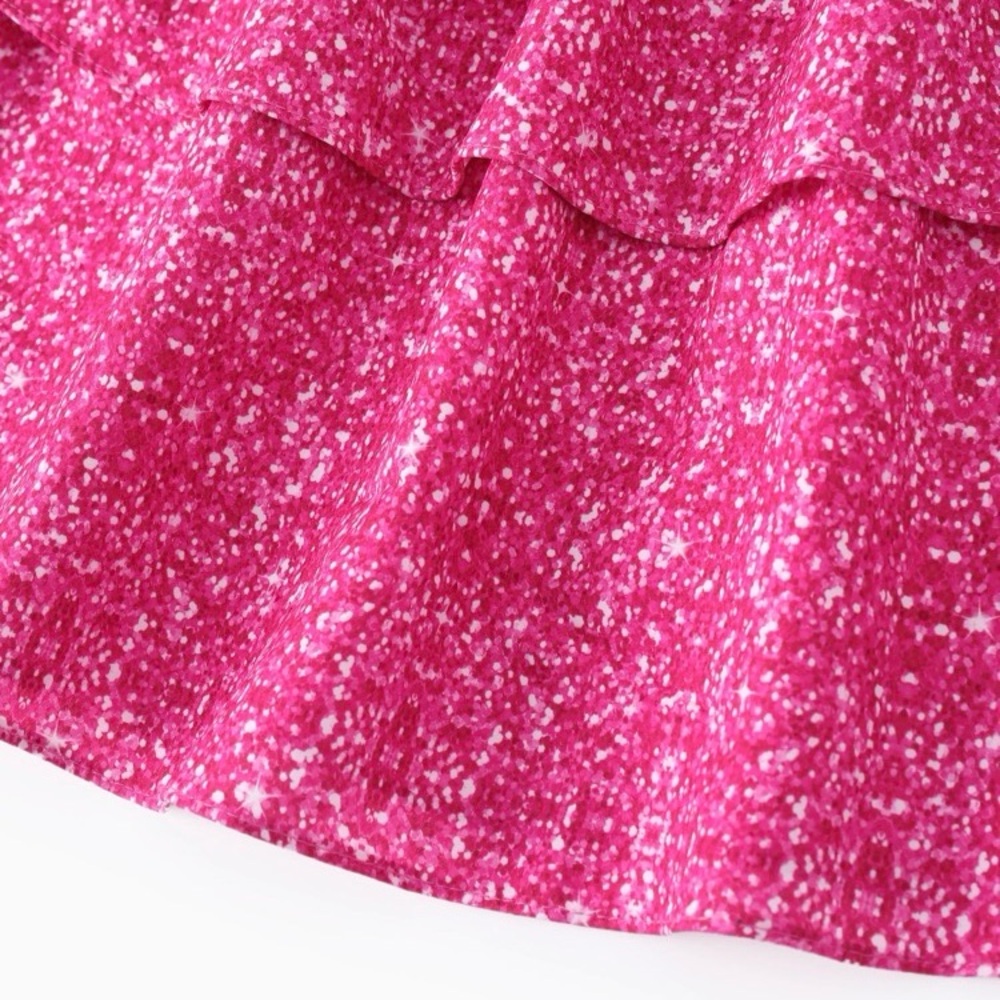 Barbie Girl One shouder desgin multi-layer Dress Rose pink, Size 6-7Y - Picture 6 of 13